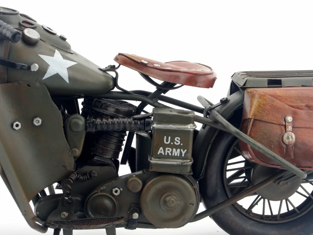 Antique Classical Military Motorcycle Model Retro Vintage Wrought Metal Crafts For Home Decoration or Gift 