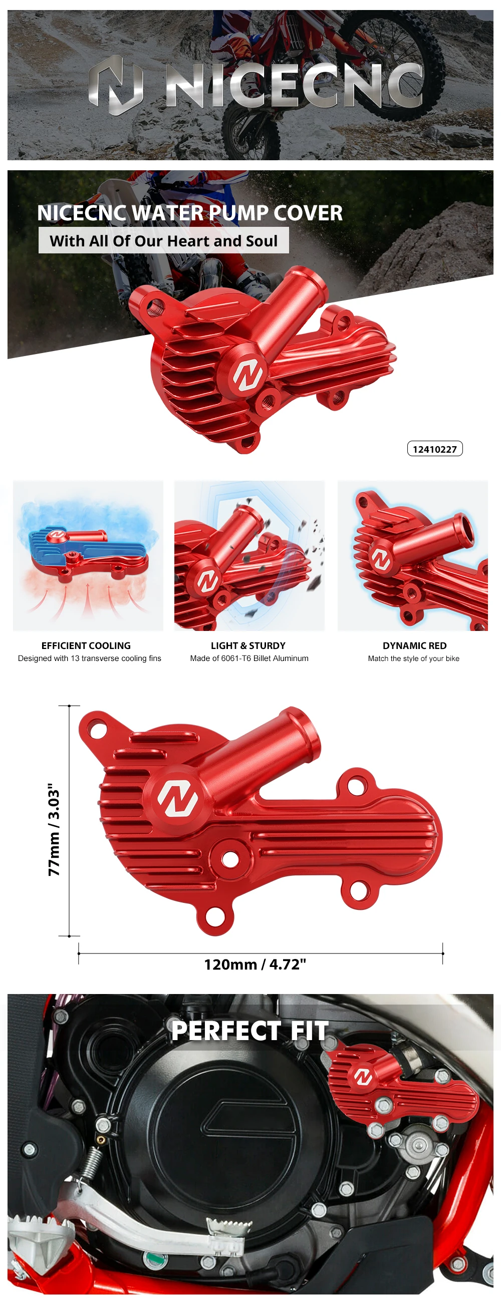 Für Beta RR 300 RR 250 2013–2024 Xtrainer 300 2015–2024 X-Trainer 250 2017–2024 Wasserpumpenabdeckung und übergroßes Wasserpumpenlaufrad – Detail 1