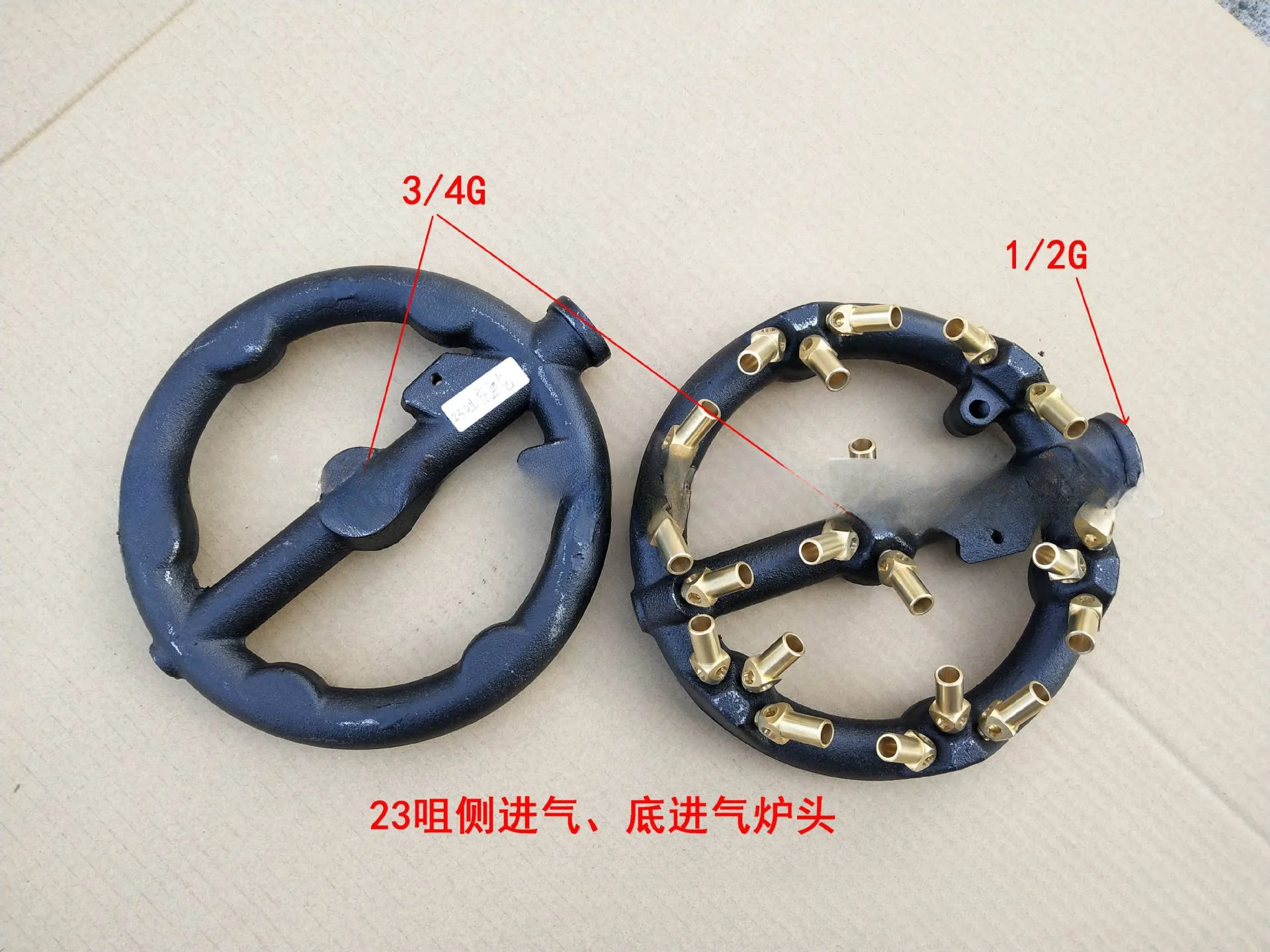 

Propane Gas Jet Burner For Chinese Wok Range, Grilling, Stir Fry - Cast Iron Body Round Nozzle Jet Burner with 23 Brass Tips