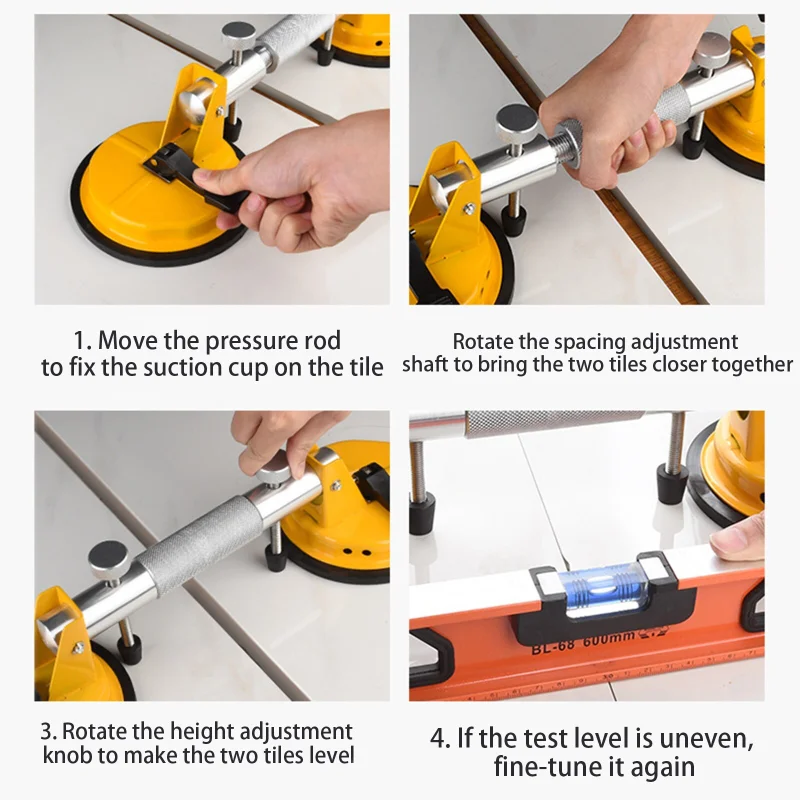 Tile Splicer Suction Cup Heavy-Duty Aluminum Alloy Fixed Tile Glass Double Claw Lifter Vacuum Suction Cup Laying Tools
