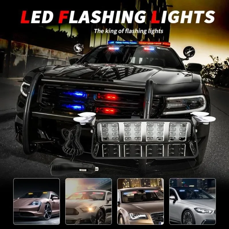 DC 12V 32LED High Beam Dog Counterattack Light Dash Strobe Suction Cup Warning Light Emergency Shovel Road Clearing Lamp
