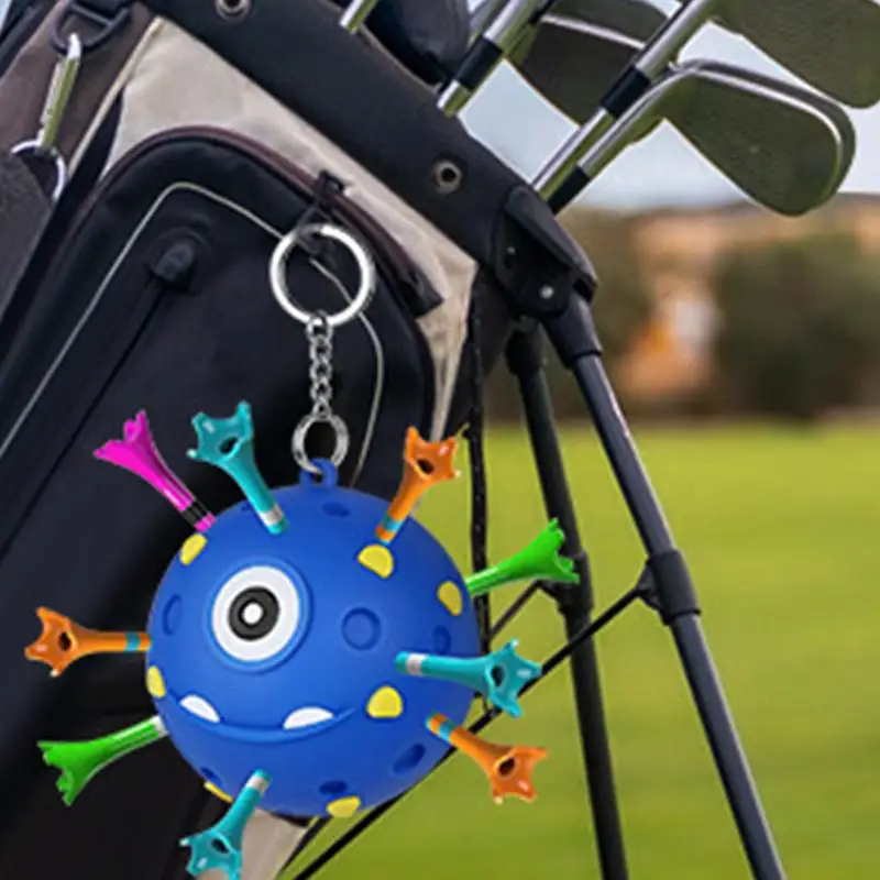 Golf Tee Holder For Bag Portable Small Ball Tee Holder Colorful Golf Ball Tee Holder Novelty Keychain Accessory For 3 1/4 2 3/4 3