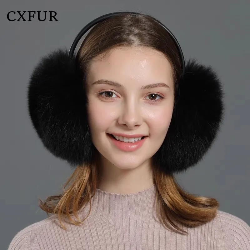 

Handmade Furry Women Winter Outdoor Warm Real Fox Fur Earmuff CX-A-73C