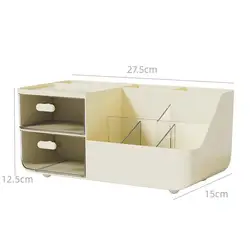 Compact Desktop Storage Organizer with Dual Drawers and Multi - Grid Design for Office and Cosmetic Supplies (A)