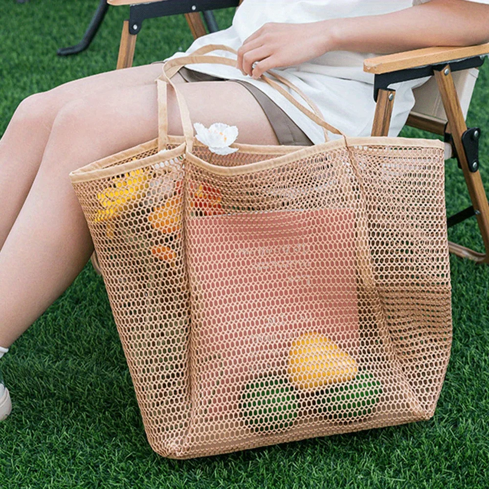 1PC Mesh Storage Bag with Large Capacity Suitable for Beaches, Swimming Pools, Picnics, and Vacation Essentials