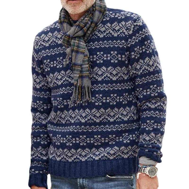 Men's Sweater 2023 Autumn/Winter New Crewneck Pullover Printed Casual Large Size Sweater