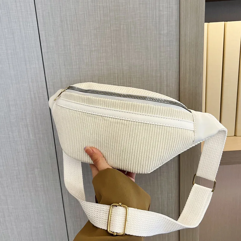 Corduroy Women\'s Waist Bag Small Canvas Ladies Shoulder Crossbody Bags for Women 2023 Fanny Pack Fashion Phone Female Chest Bag