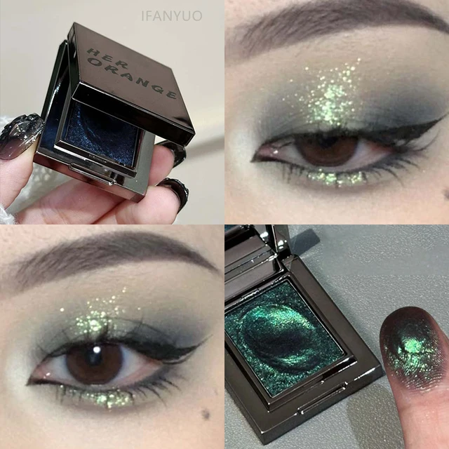 59195-078755.jpg Diamond Monochrome Highlighter Eyeshadow Palette Chameleon Metallic Green Brighten Eye Shadow Fine Flash Eye Makeup Cosmetic