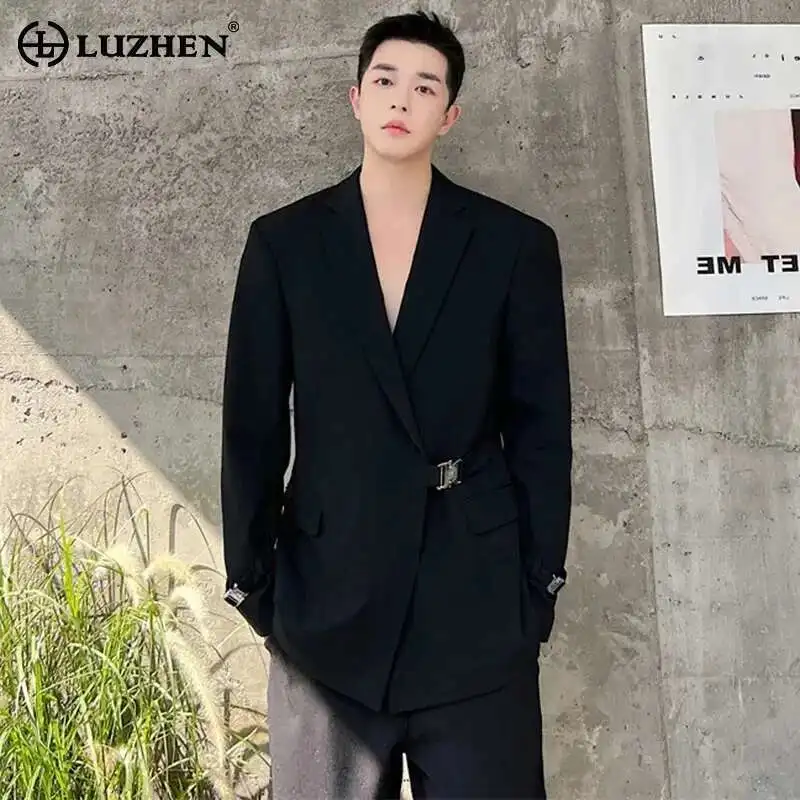 LUZHEN Men Elegant Blazer Coat Men's Korean New Spring Original Luxury Fashion Metal Buckle Decoration Design Jacket F5c66e
