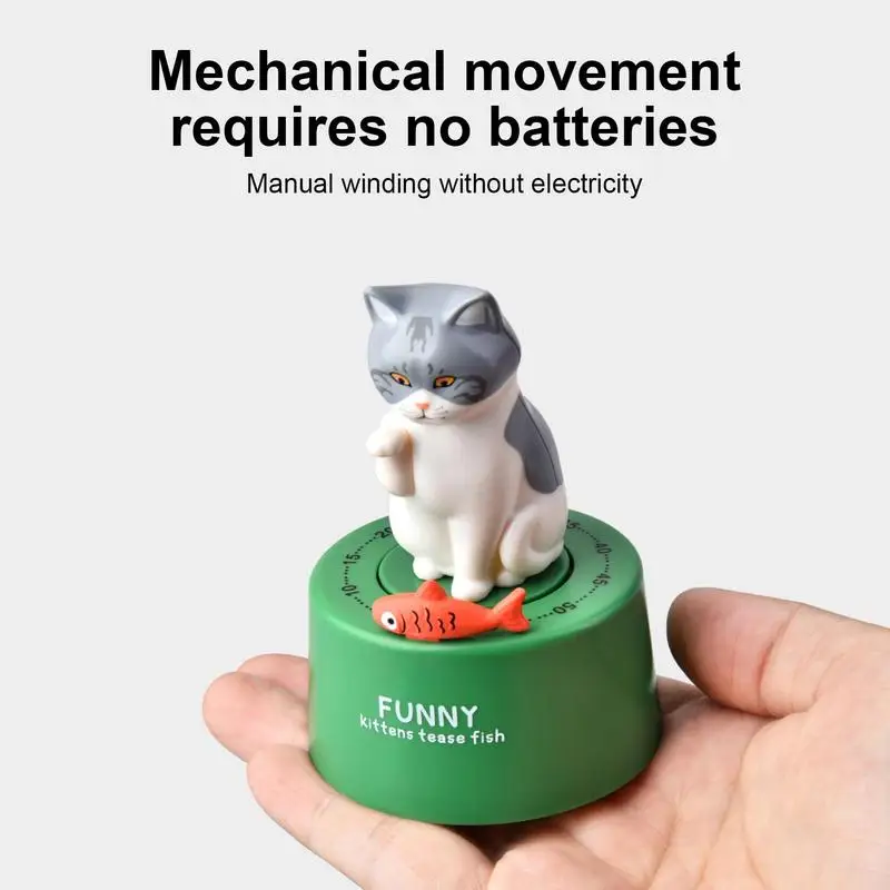 Timer Creative Cute Cat Mechanical Timer Kitchen Cooking Child Study Home Timer Management Countdown Timers For Teaching 4