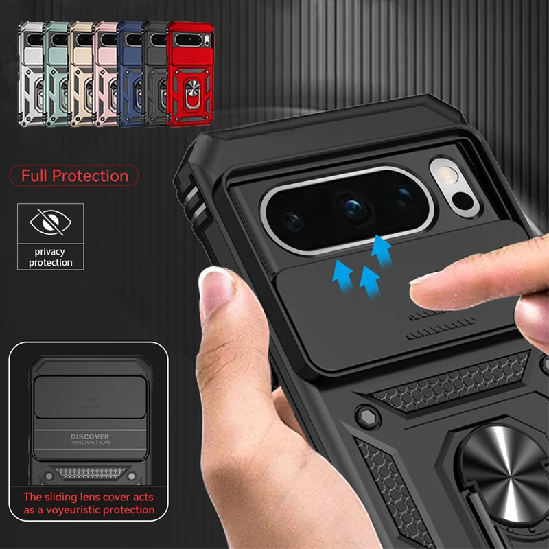 Per Google Pixel 8 Pro Custodia Cover Google Pixel 8 Pro Capas Slide Camera Lens Protection Ring Holder Fundas Pixel 7 6 8 Pro 6A 7A