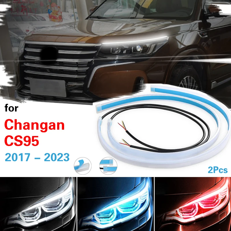 Changan CS95 2017-2023 DRL LED 스트립 방향 지시등, 밝은 유연한 Drl LED 주간 주행등, 자동차 헤드라이트, 2 개