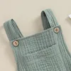 Newborn Baby Girl Boy Cotton Linen Suspender Bodysuit Summer Clothes Solid Color Sleeveless Square Neck Jumpsuit for Kids 6