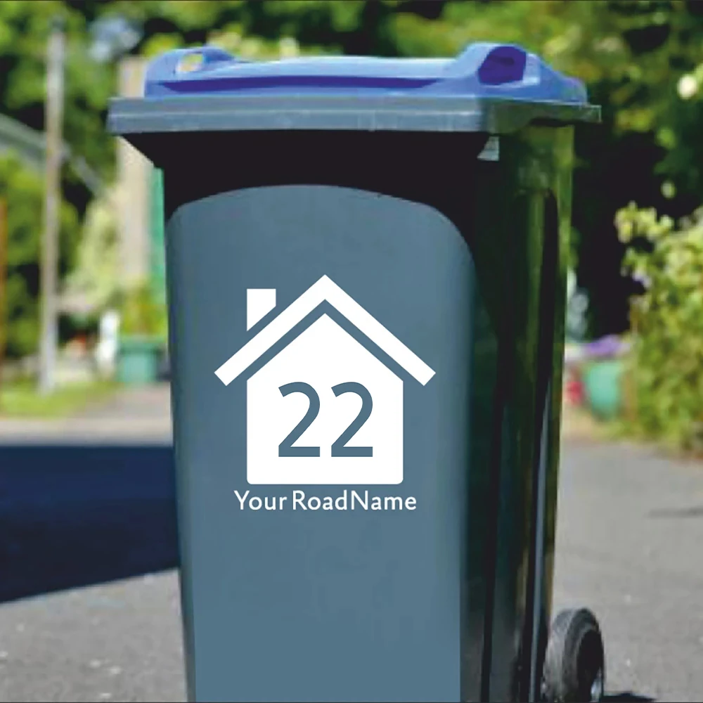 Personalisierte Müll Können Decals Wheelie Bin Vinyl Aufkleber Trash Etiketten Aufkleber Haus Bin Label Vinyl Wasserdicht Abnehmbare Aufkleber