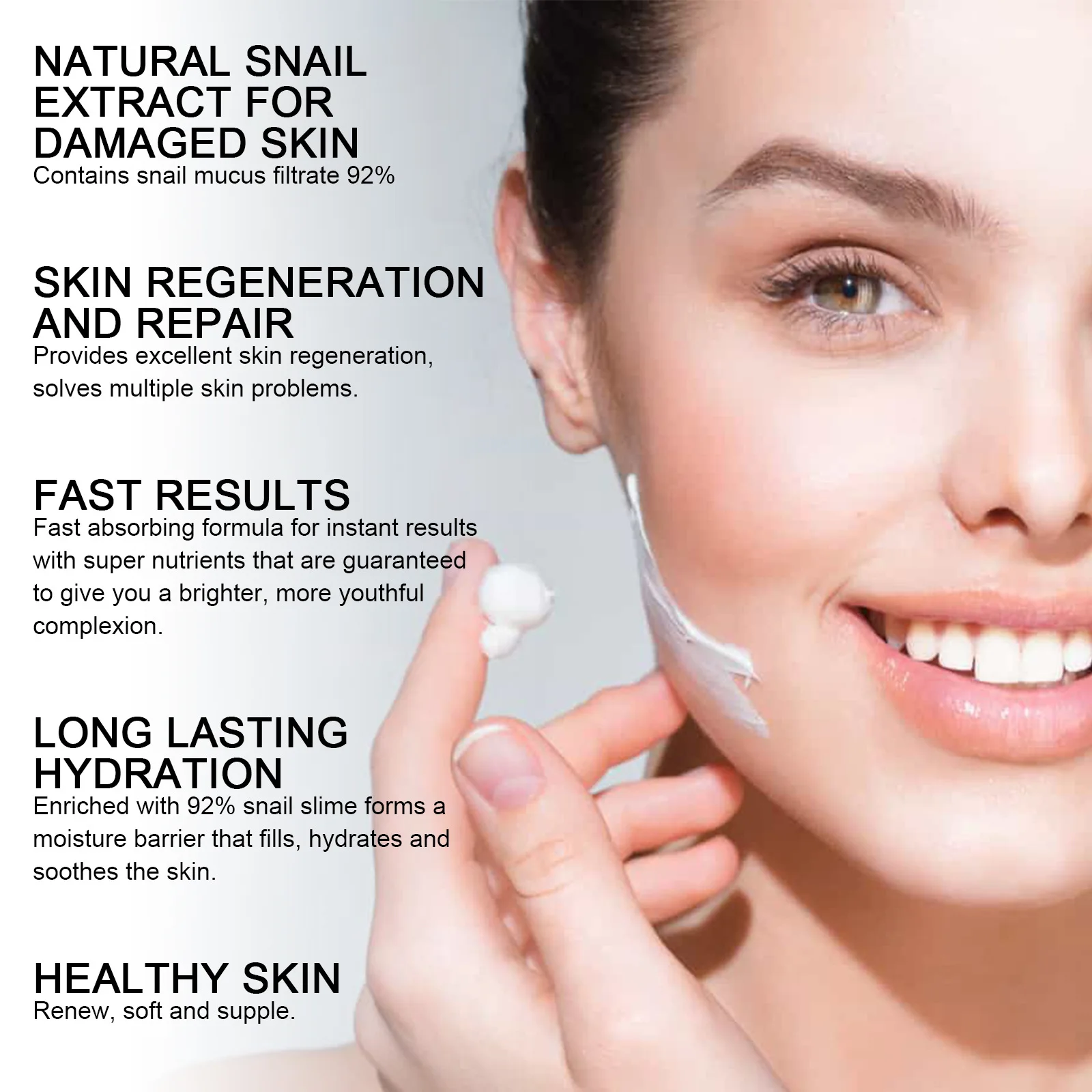 Snail 92 All in One Cream Tighten Facial Skin Anti Aging Whitening Fade Dark Eye Circles Remove Eye Bags