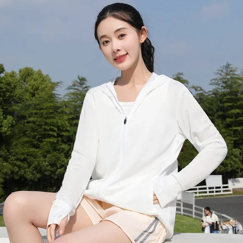 Breathable Long Sleeve Sun Protection Clothes for Men and Women New Ice Silk UV Protection Summer Thin Knit Jacket