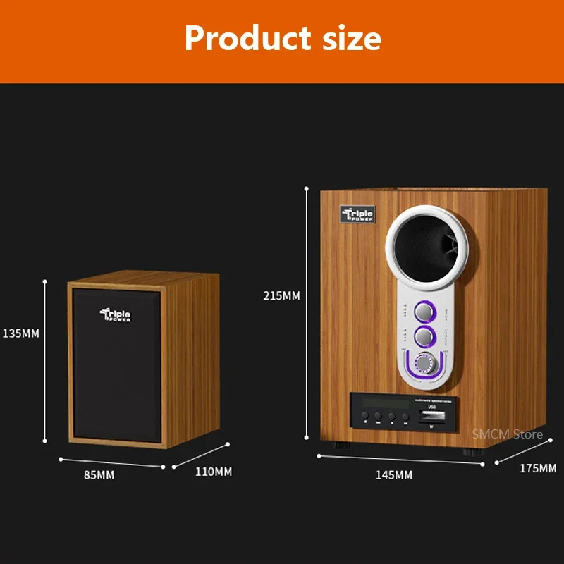 Wooden Computer Bluetooth Speaker Multimedia Home Theate Subwoofer Power Music Center Support For PC Speakers Desktop Laptop