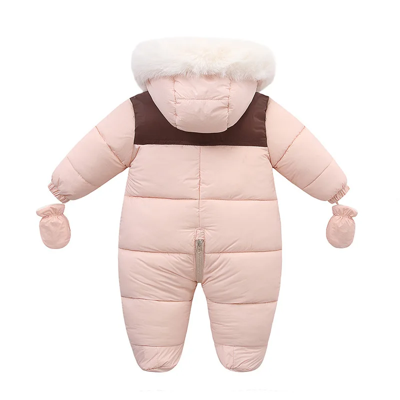 Winter Jumpsuit For Kids Plus Velvet Warm Hooded Newborn Baby Romper 0-2 Years Infant Girl Winter Overalls Baby Snowsuit