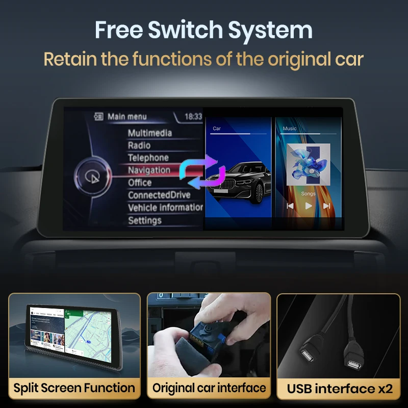 Radio de Coche Junsun con CarPlay Inalámbrico y Android Auto para BMW F20 F21 F22 F30 F31 F32 F33 F34 F36 2012-2017, Sistema Inteligente Estéreo 5