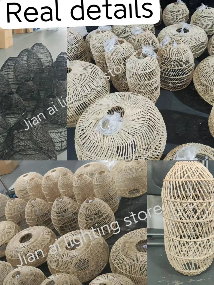 일본 스타일 나무로 짠 수제 펜던트 조명 레스토랑 침실 서재 샹들리에 전원풍 라탄 다다미 샹들리에
