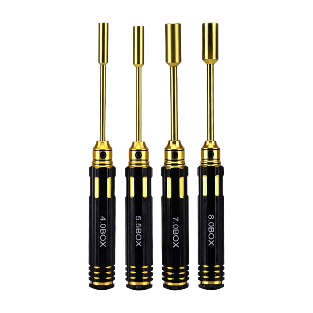 

4pcs 4.0mm 5.5mm 7.0mm 8.0mm Hex Driver Set Socket Screwdrivers Kit Flat Head Hexagon Screw Drivers Wrench Kit for RC Car