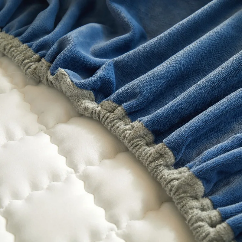 New Milk Plush Cotton Fitted Sheet Single Piece Thickened Coral Plush Mattress Protector Winter Fitted Sheet Cover