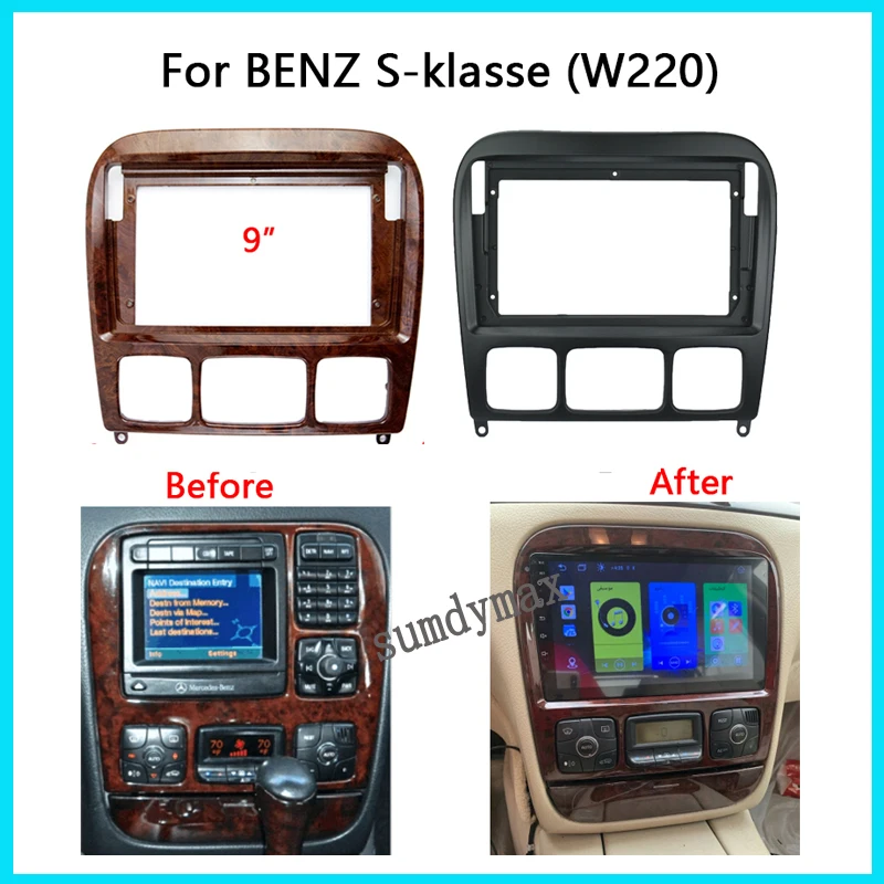

Комплект рамок для автомобиля Mercedes BENZ S-Class W220 S300 1998-2005, 9 дюймов, 2DIN