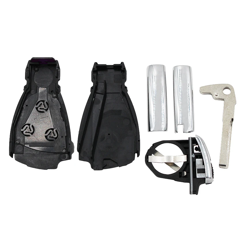 Ecusells 3B Modified Folding Flip Remote Key Shell Case Housing Silver Side + Battery Holder for CLS C E S ML CLK