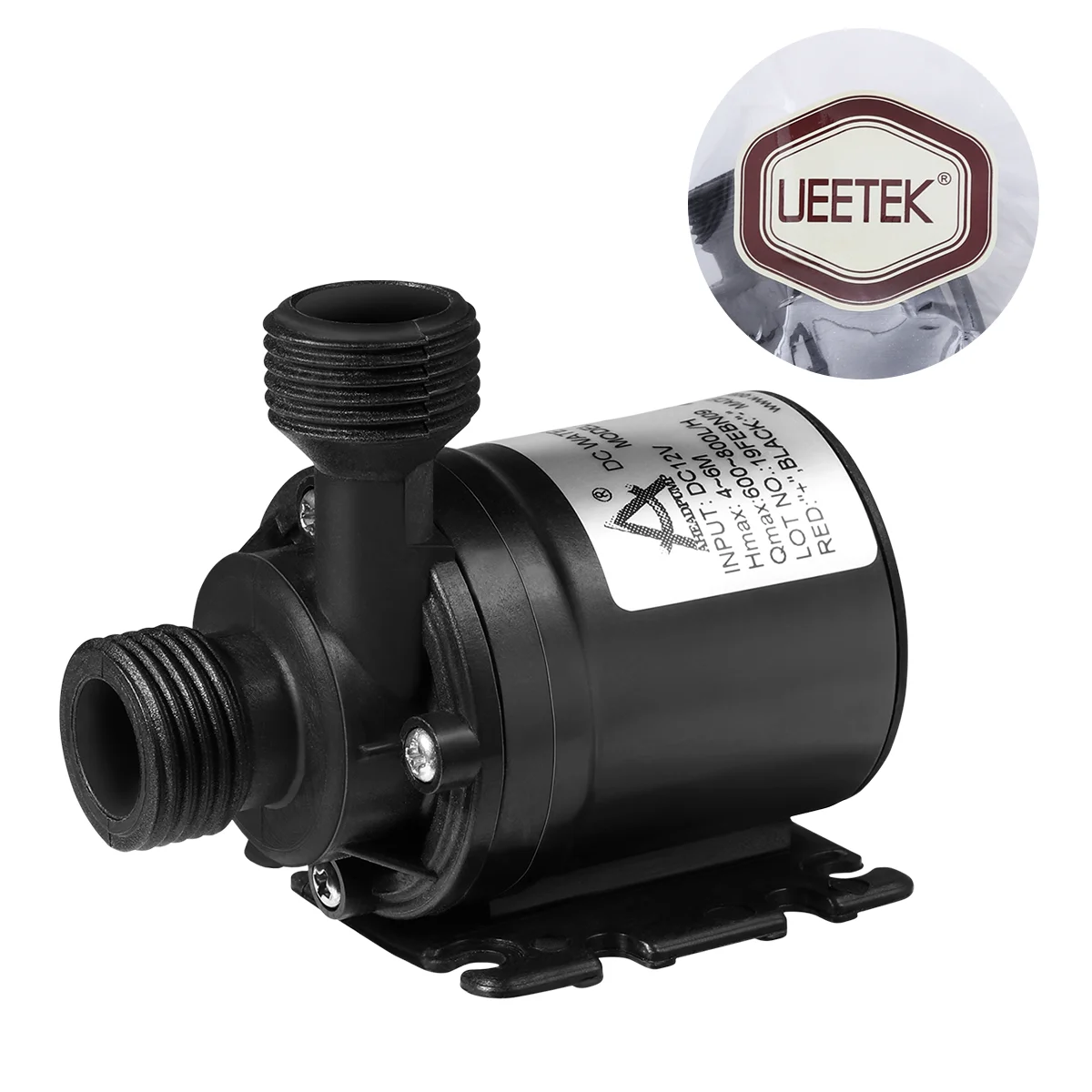 

UEETEK 1PC DC 12V Brushless Submersible Submersible Water Pump 800L/H 5M for Fountain Pool Solar Circulation System Water