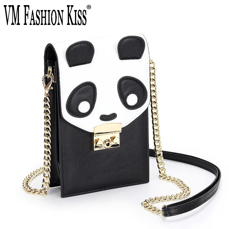 

VM FASHION KISS, мобильный телефон с рисунком панды, женская вертикальная мобильный телефон, сумка из спилка, с цепочкой, через плечо, милые маленькие сумки