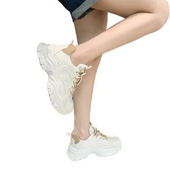 Chunky Fashion Sneakers Comfortable Casual Dad Shoes Lace-Up Walking Shoes Breathable Mesh for Women 2