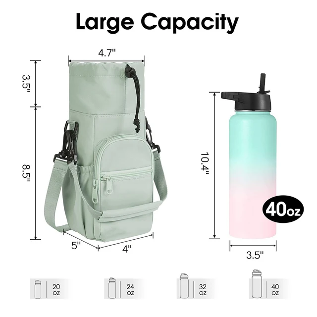 Insulated Water Bottle Bag Holder 40oz Crossbody for Thermos Neoprene Mug Vacuum Cup with Strap Pouch Protective Carrier Cover 3