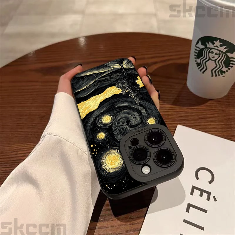 Van Gogh's Starry Night Cat Print Phone Case
