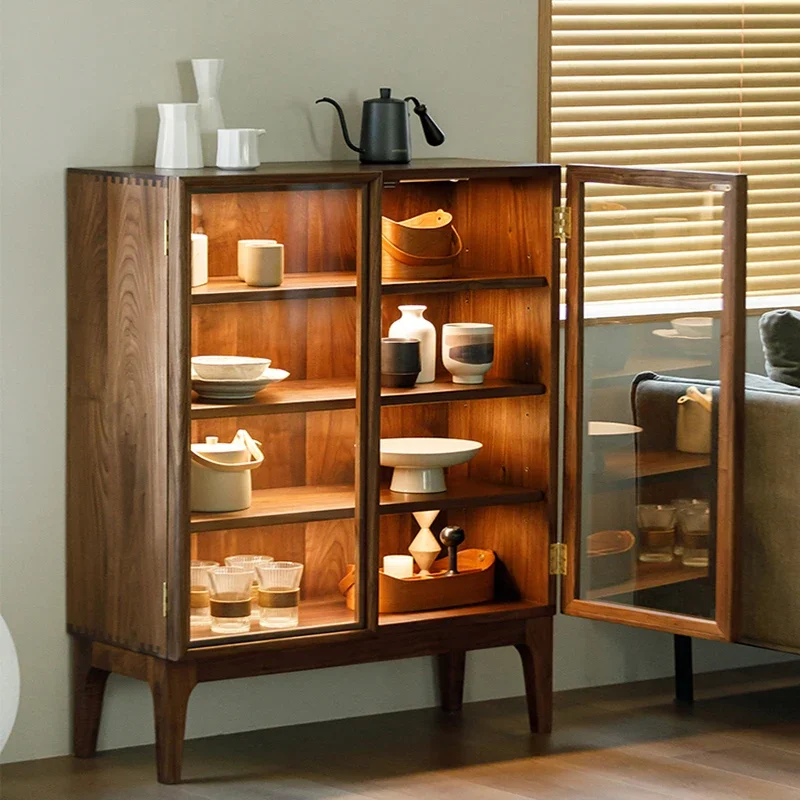 Kitchen Wooden Sideboard Modern Side Board Cabinet Aesthetic Room Auxiliary Table et Wheel Storage Display Furniture