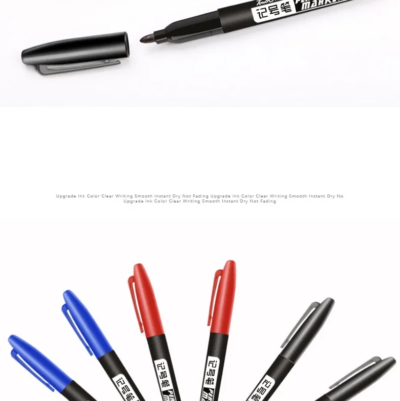 3 teile/satz Permanent Marker Stift Wasserdichte Tinte Feine Spitze Schwarz Blau Rot Öl Tinte 1,5mm Runde Kappe Feine farbe Marker Stift – Detail 7