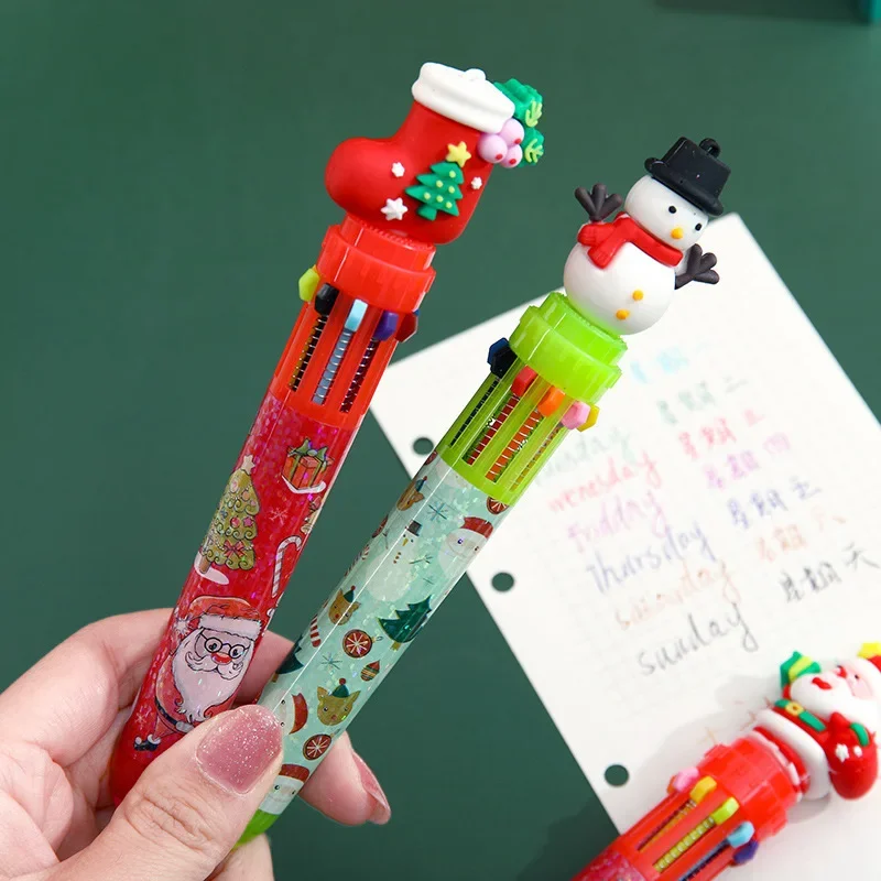 

1Pcs Random Cute Cartoon Christmas Theme 10 Colors Ballpoint Pen Kawaii Santa Elk Snowmen Tree Multicolor Pens School Stationery