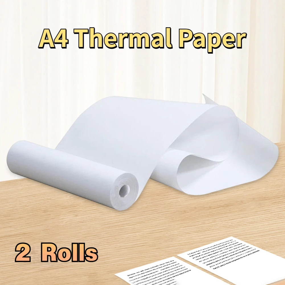 2 Rolls  A4 Thermal Paper Oil Resistance Inkless 210x30mm Fax Machine Paper Thermal Printing Paper Roll No Toxic for Home Office