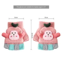 Half Finger Flip Covered Gloves Cute Cartoon Kids Gloves Winter Warm Knitted for Children Boys Girls 1-5Y Baby Accessories 6