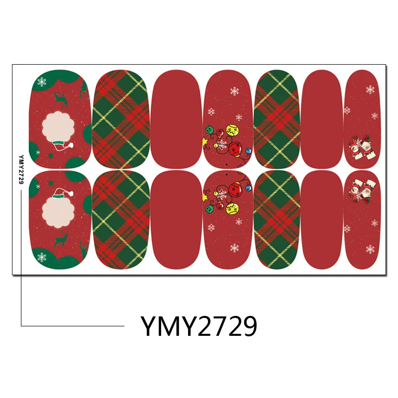 Baking Free Christmas Series Nail Polish Stickers Strips Plain Nail Art Decorations Heart Designs Glitter Powder Manicure Tips