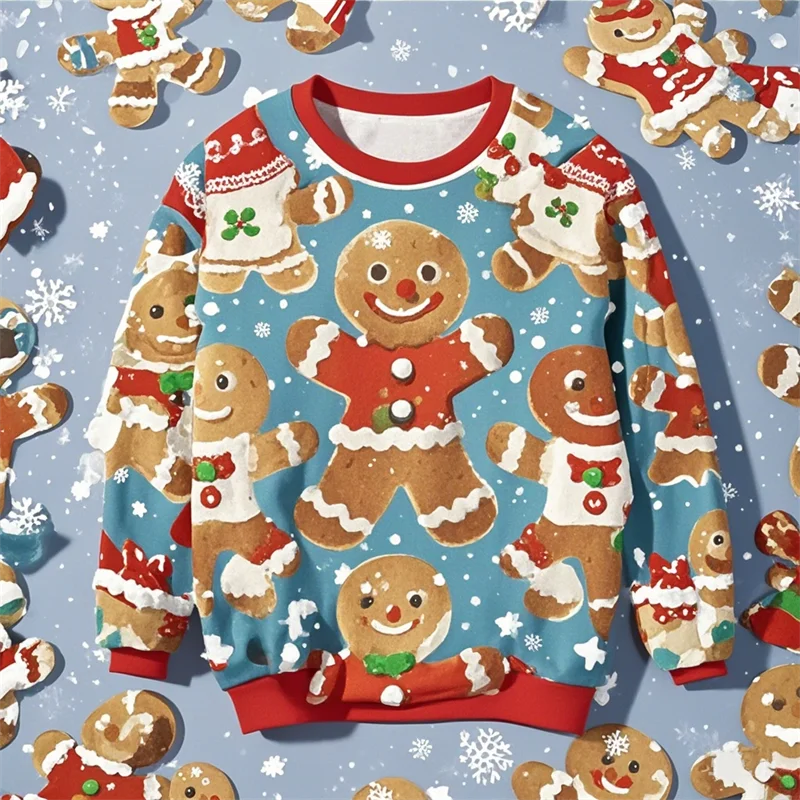 Sweat 3D Noël petit biscuit unisexe