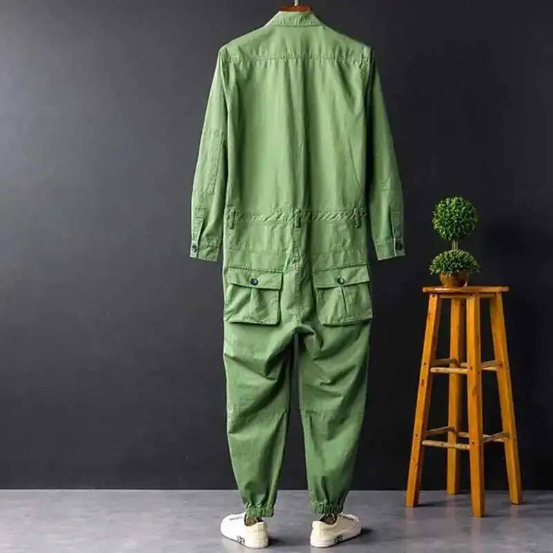 IEFB Men's Jumpsuit Long Sleeve Workwear Single Breasted Lapel Cloth New Summer Autumn Male Trousers Trendy Menwear 9C600 men rompers