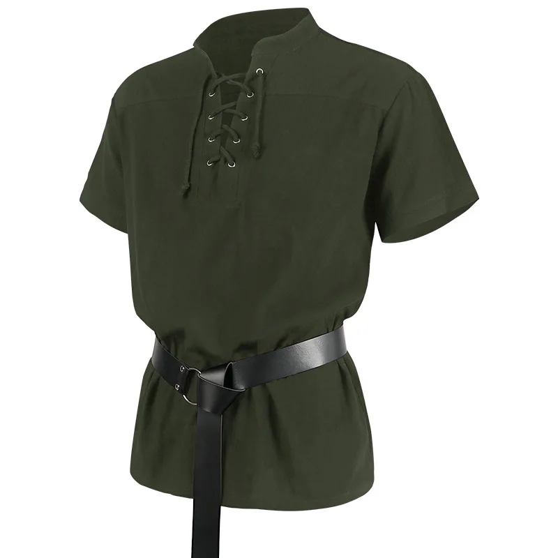 thumbnail image 1 of piezas de blusa renacentista para hombre, traje de cosplay vikingo medieval con protector de brazos de piel sintética, camisas vikingas, traje de fiesta de carnaval de Halloween, 1 of 5