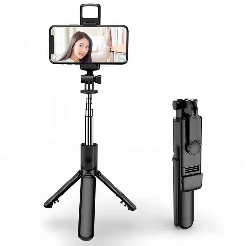 Foldable Wireless Bluetooth Selfie Stick Remote Shutter Tripod with Fill Light 360-Degree Rotation for Tiktok Live Broadcasting