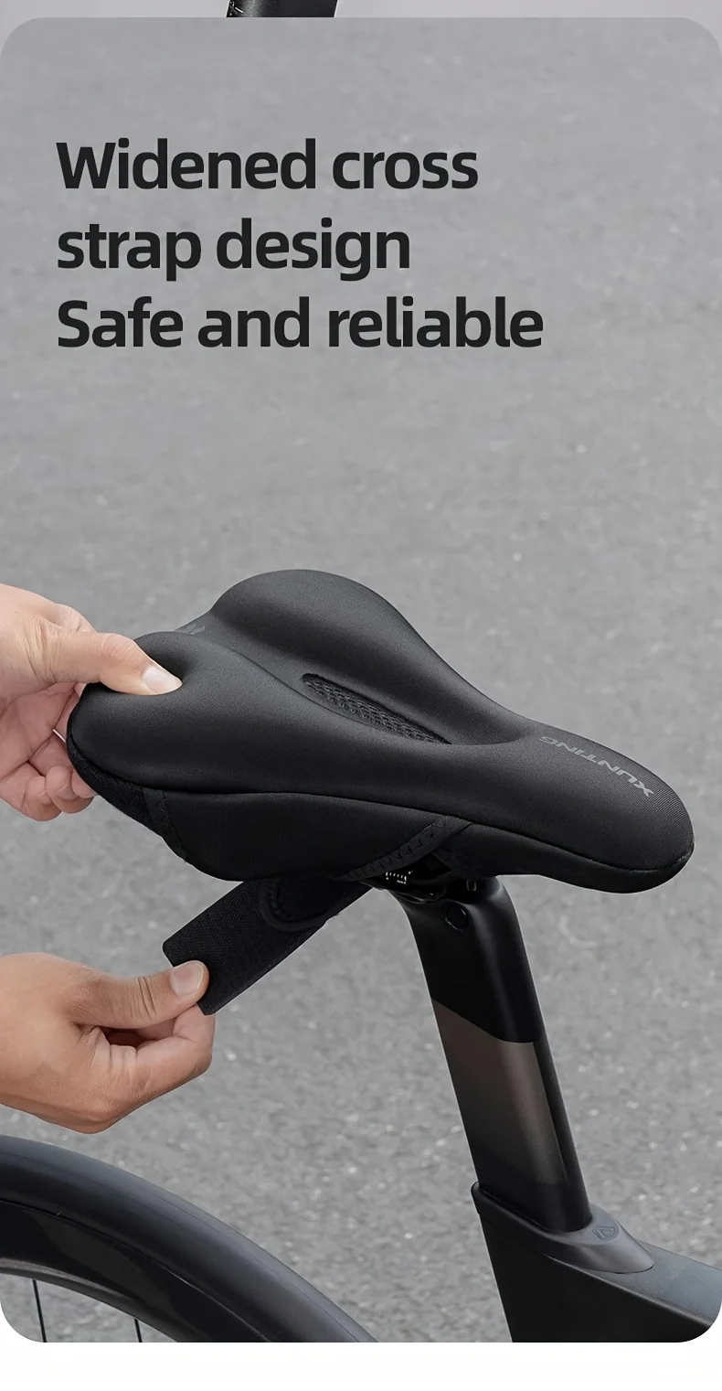XUNTING Komfort-Fahrradsattelbezug mit Doppel-Stoßdämpfung, Memory-Schaum, Rutschfest, Verschleißfest Fahrradsattel-Abdeckung – Detail 3