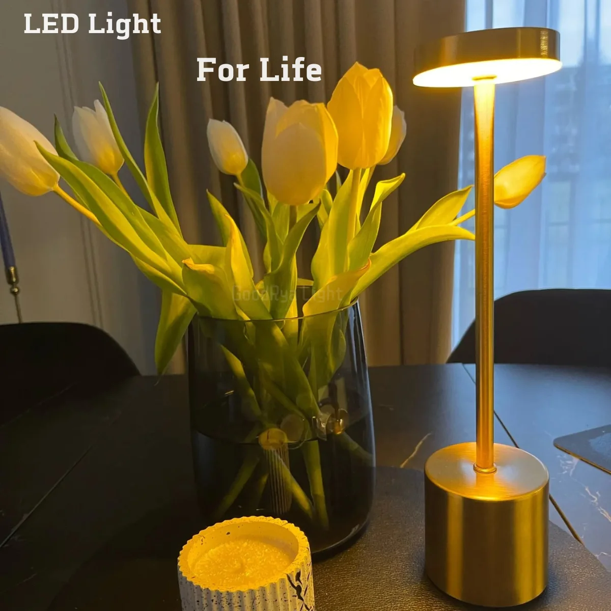 USB Design Akumulatorowa lampka nocna LED do sypialni na stolik nocny do domu Dekoracja stołu w restauracji Bezprzewodowa 3