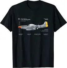 

P-51 Mustang WWII Airplane Historic War-Bird Fighter Men T-Shirt Short Casual 100% Cotton Shirts