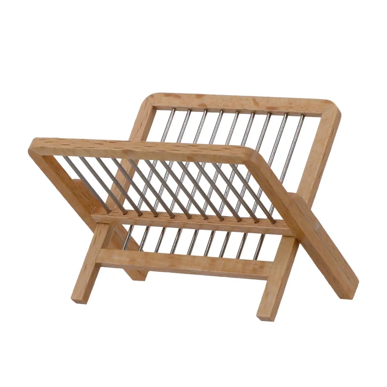 

1:6 Mini Wooden Drain Rack Dish Drying Rack for Living Room Countertop Decor