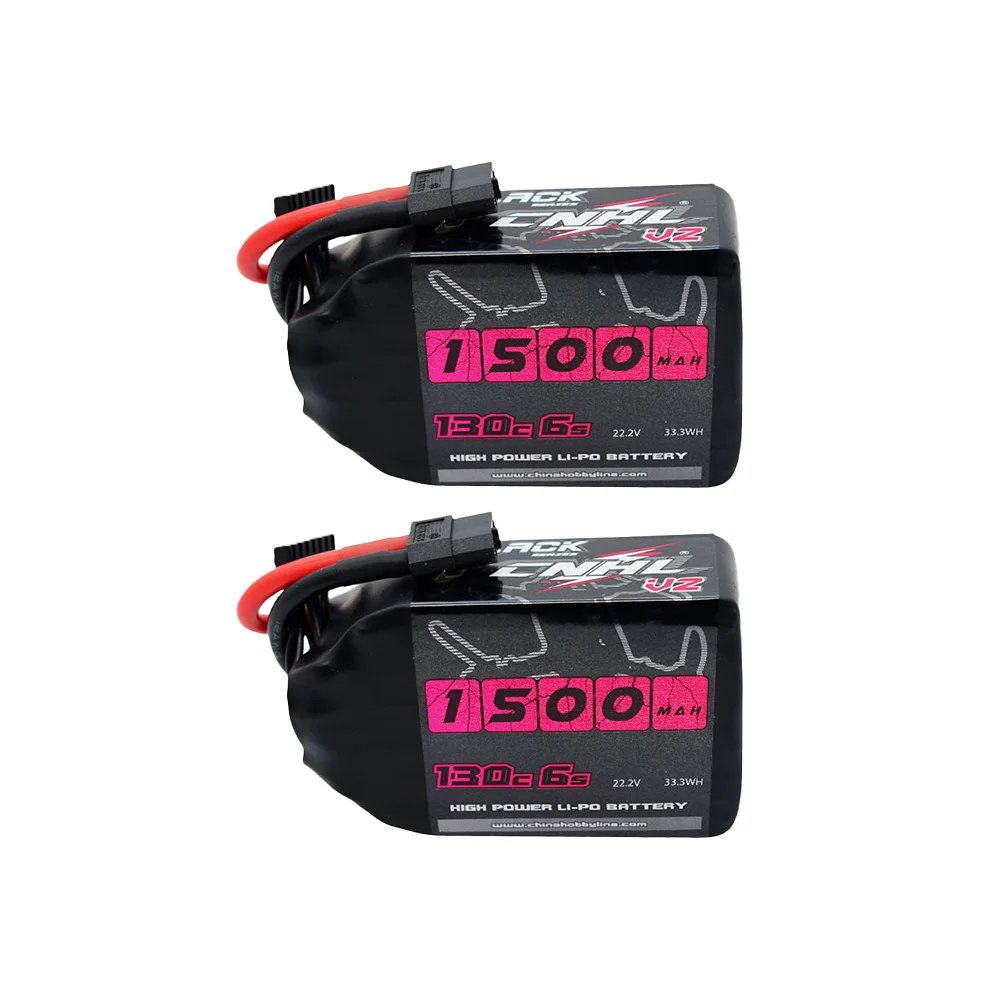 Batteria Lipo CNHL 6S 22.2V 1500mAh 130C con Connettore XT60 per Droni FPV e Aeromodelli RC, 2 Pezzi