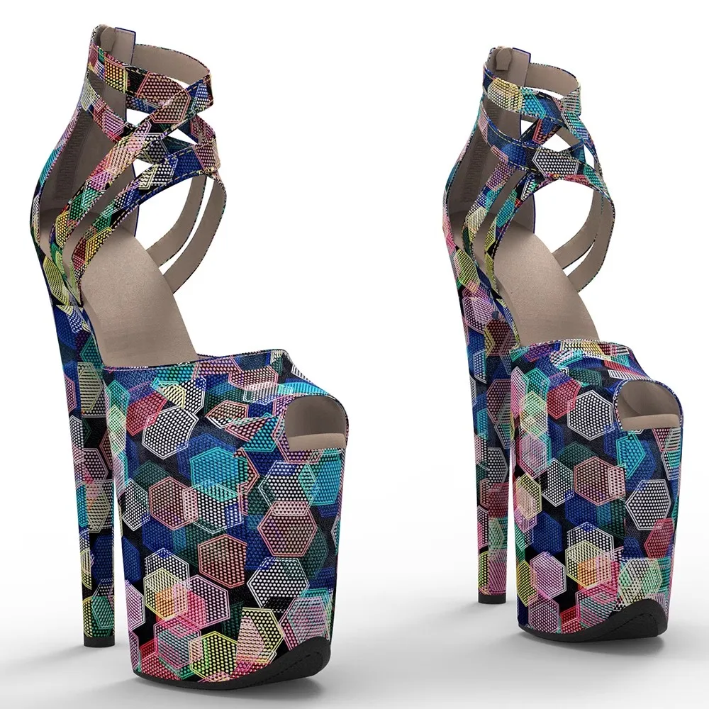 

Wome Fashion 20CM/8inches PU Upper Platform Sexy High Heels Sandals Pole Dance Shoes 001