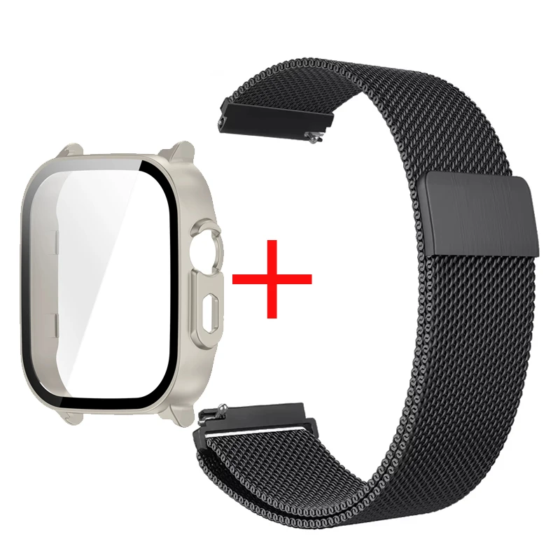 Milanese Loop Metal Bracelet & Tempered Glass Screen Protector Set